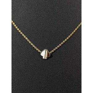 Dainty Spade Enamel Necklace Gold Tone Minimalist 15.5